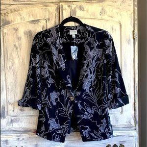 Susan Graver Printed LK Fusion Cutaway Hem Jacket/Black X-Small